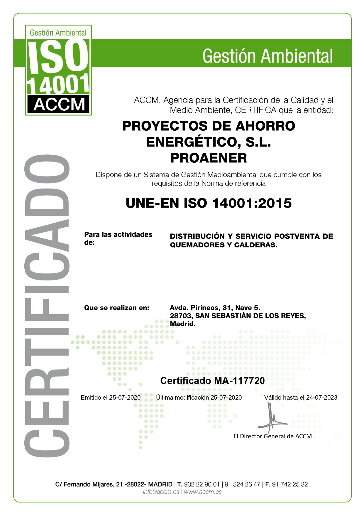 Proaener ISO 14001 - MA-117720